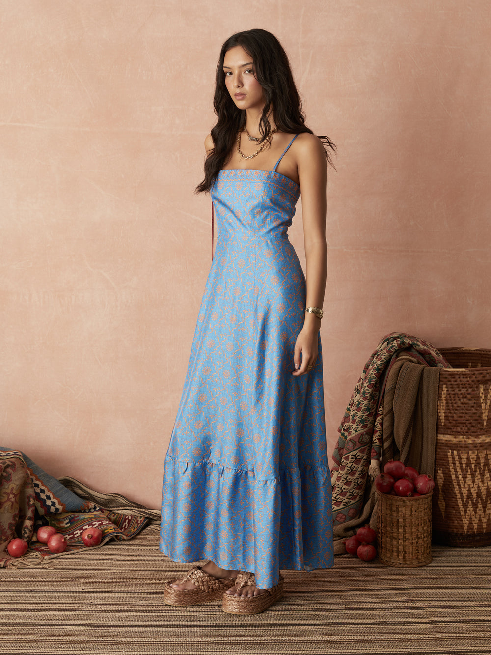 serin silk bodice maxi dress