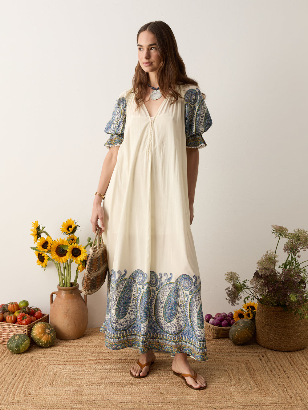 arcadia paisley puff sleeve maxi dress | Boteh