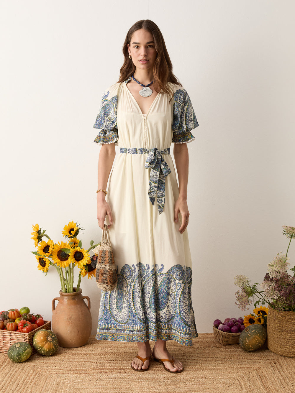 arcadia paisley puff sleeve maxi dress | Boteh