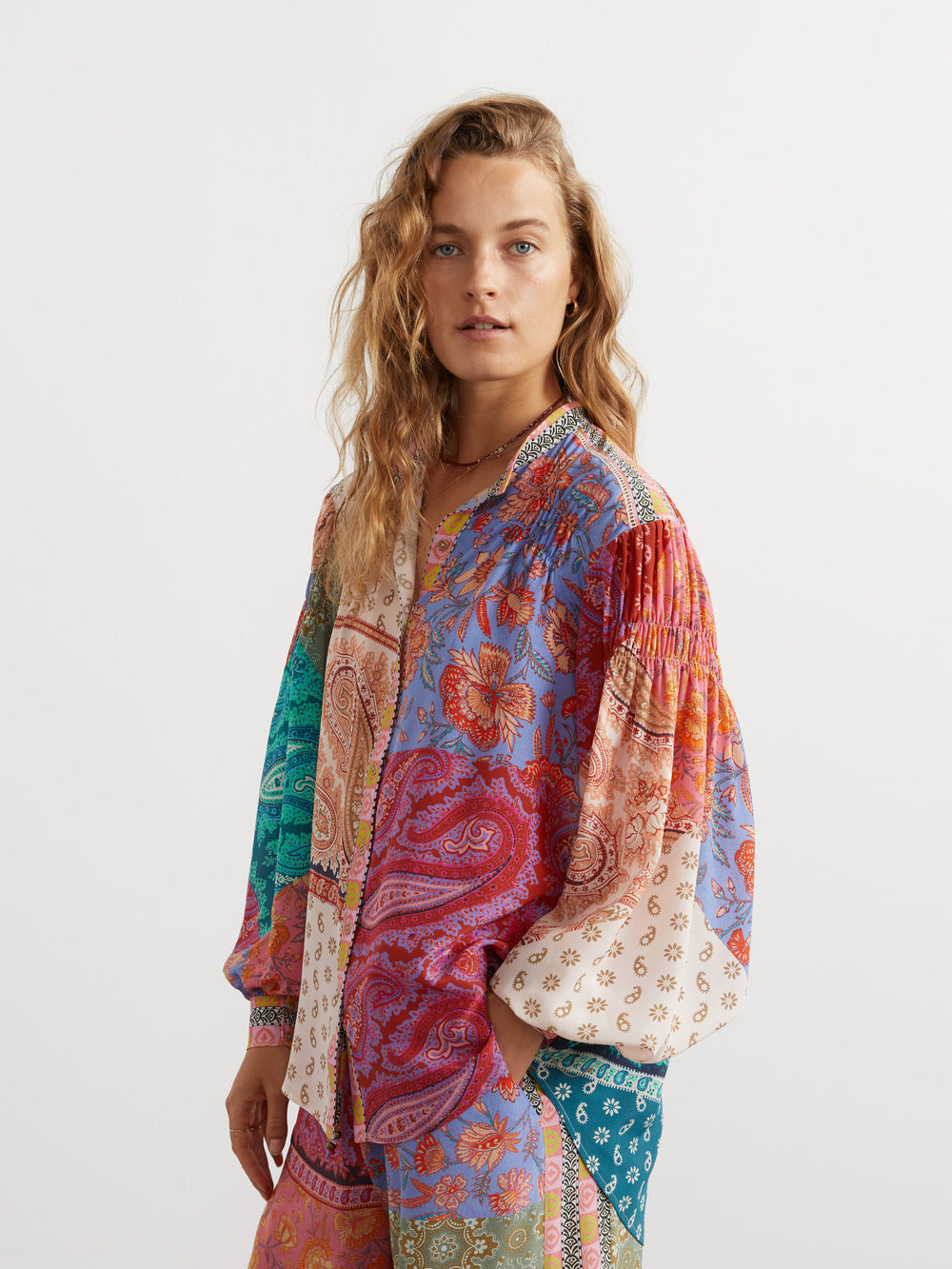 Kaleido Silk Smock Shirt | Boteh