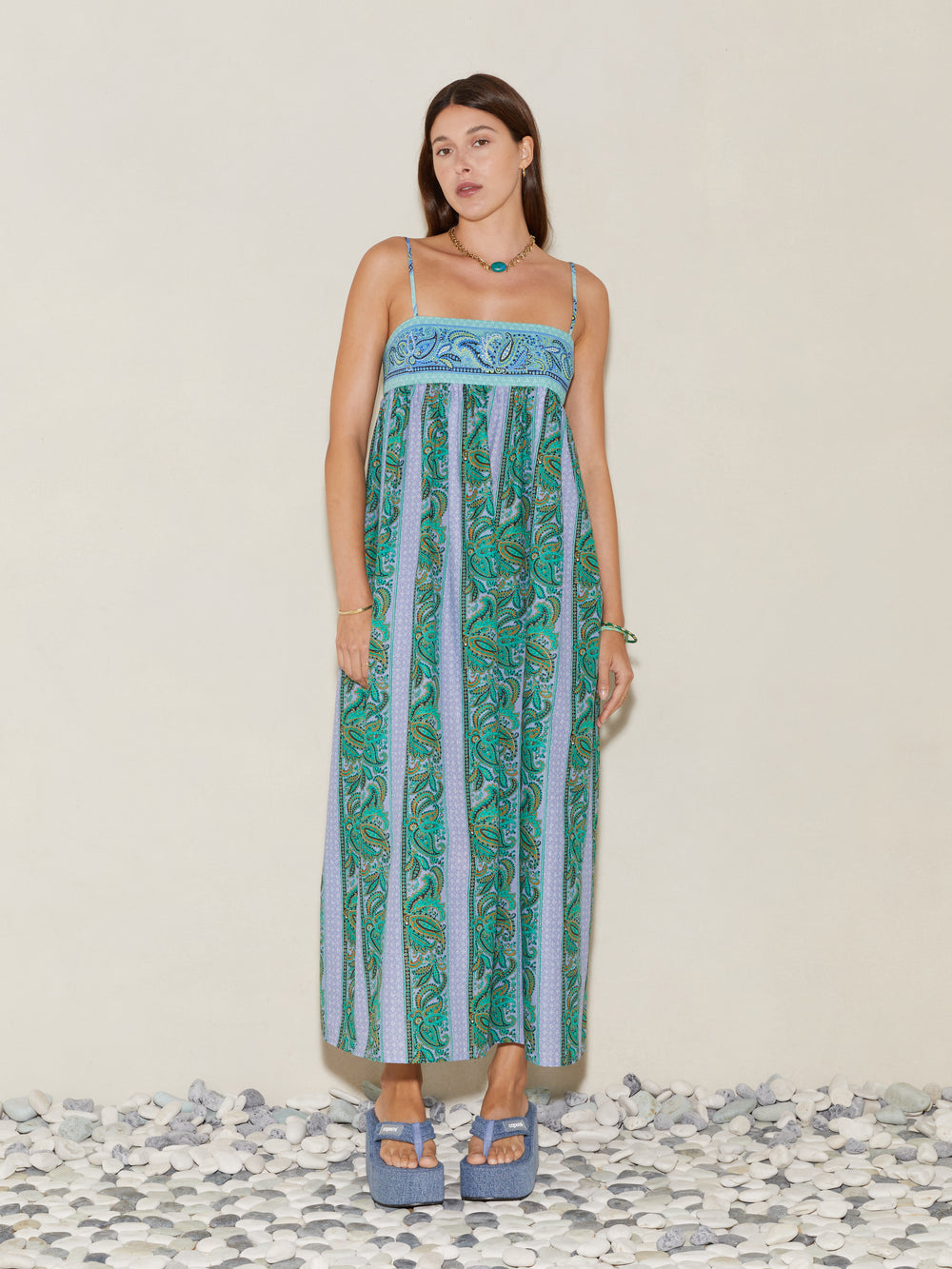 Fraiche Fine Strap Bodice Maxi