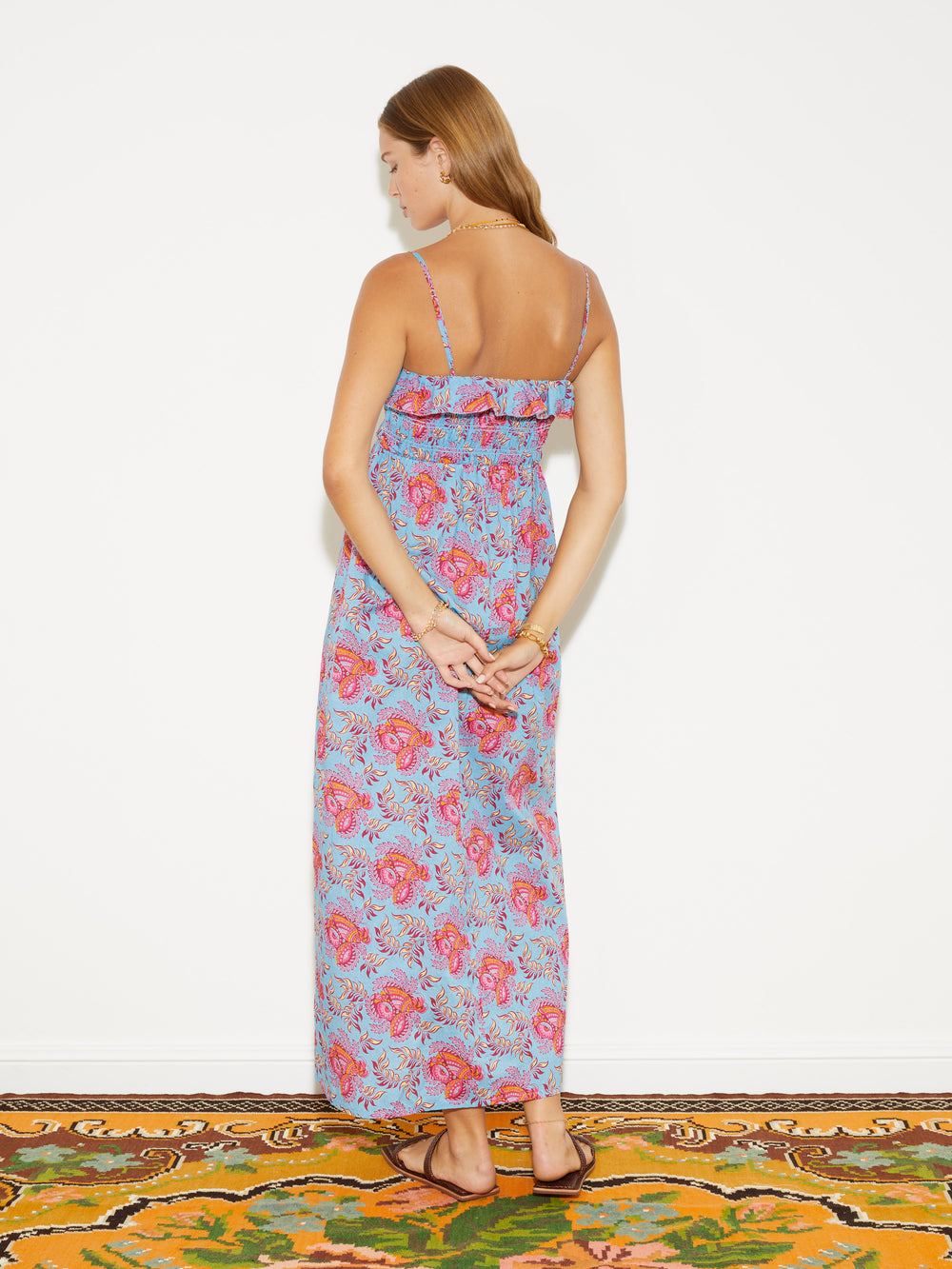 Coquille Shirred Bodice maxi Dress | Boteh
