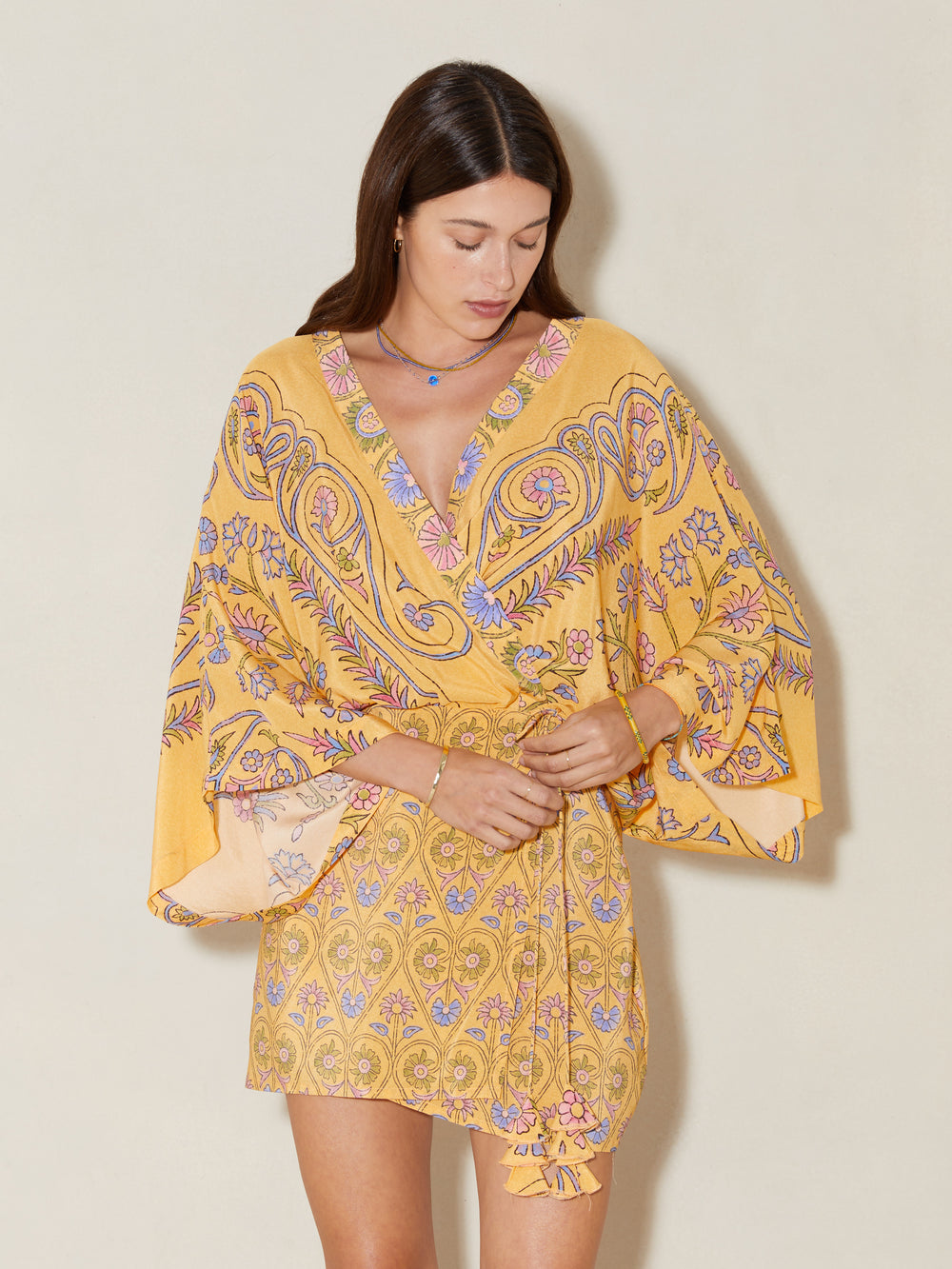 Darjeeling Silk Mini Robe Dress | Boteh