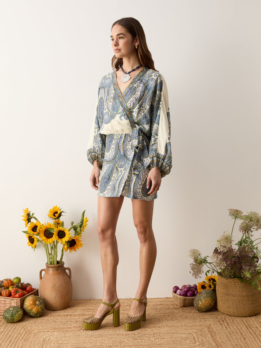 arcadia paisley mini robe dress | Boteh