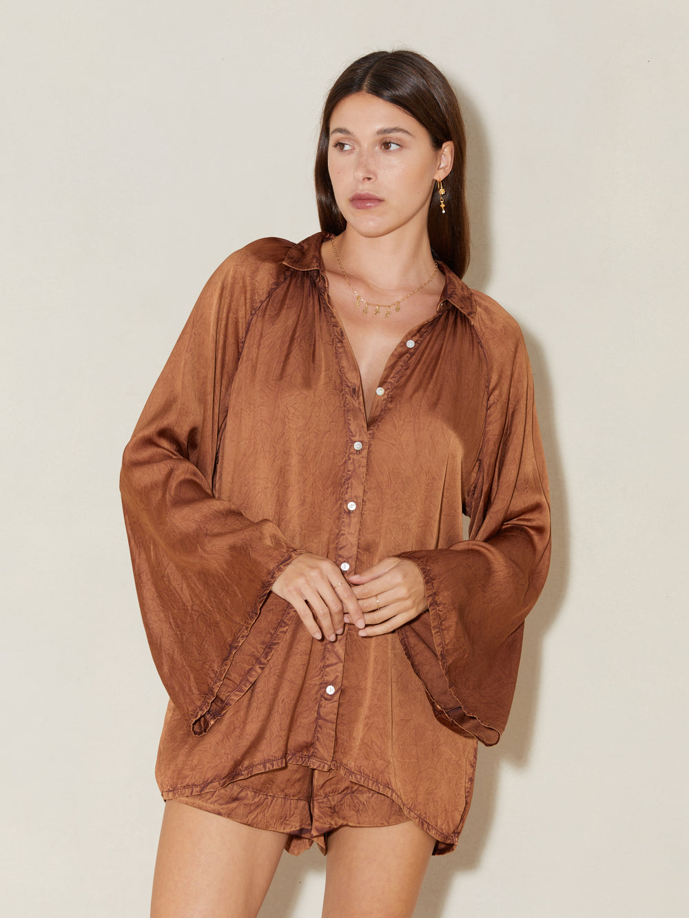 Lustre Wide Sleeve Shirt | Boteh