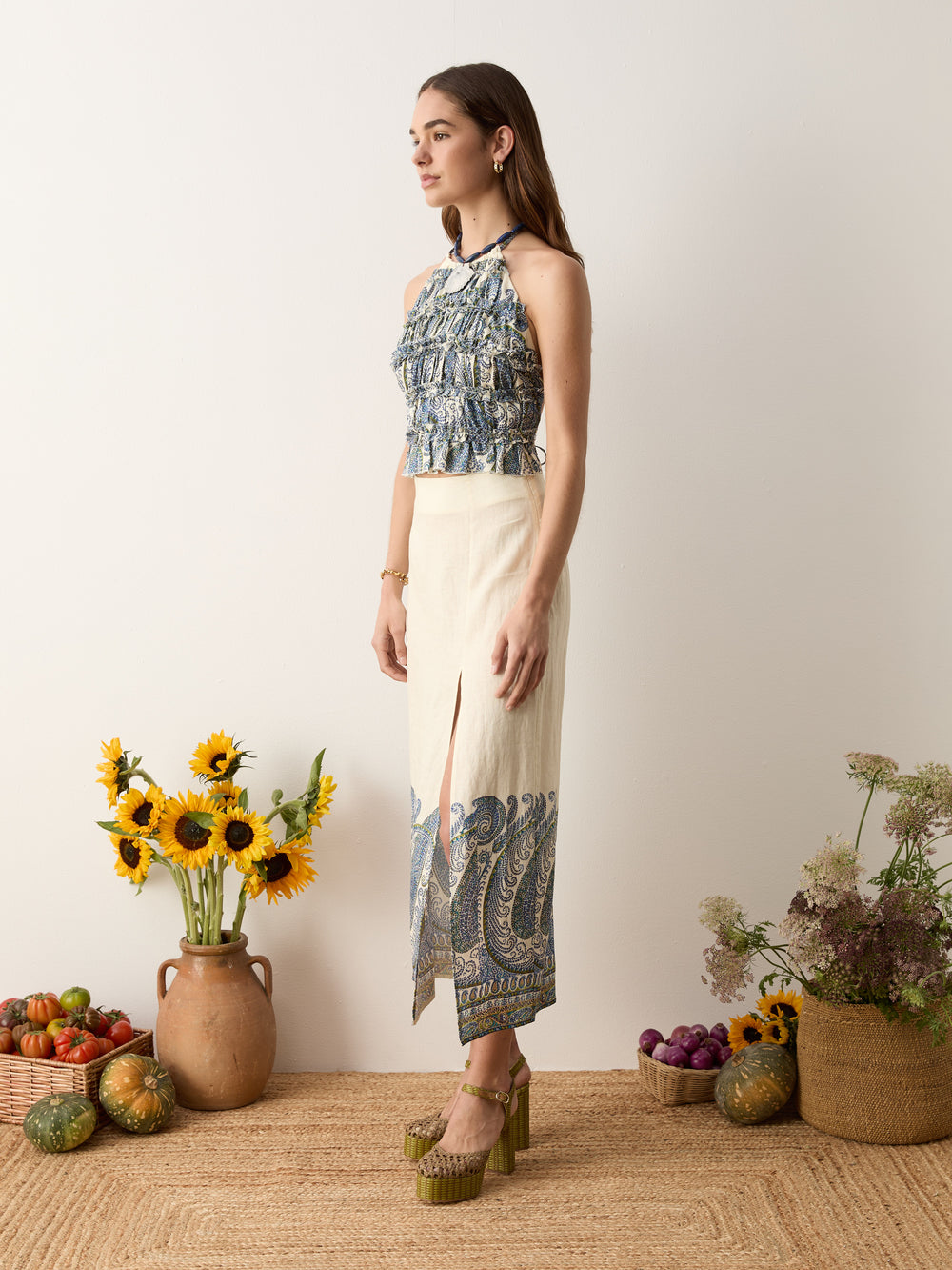 arcadia paisley maxi skirt w split | Boteh