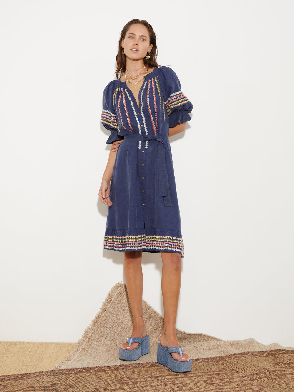 Jeanne Embroidered Smock Dress | Boteh