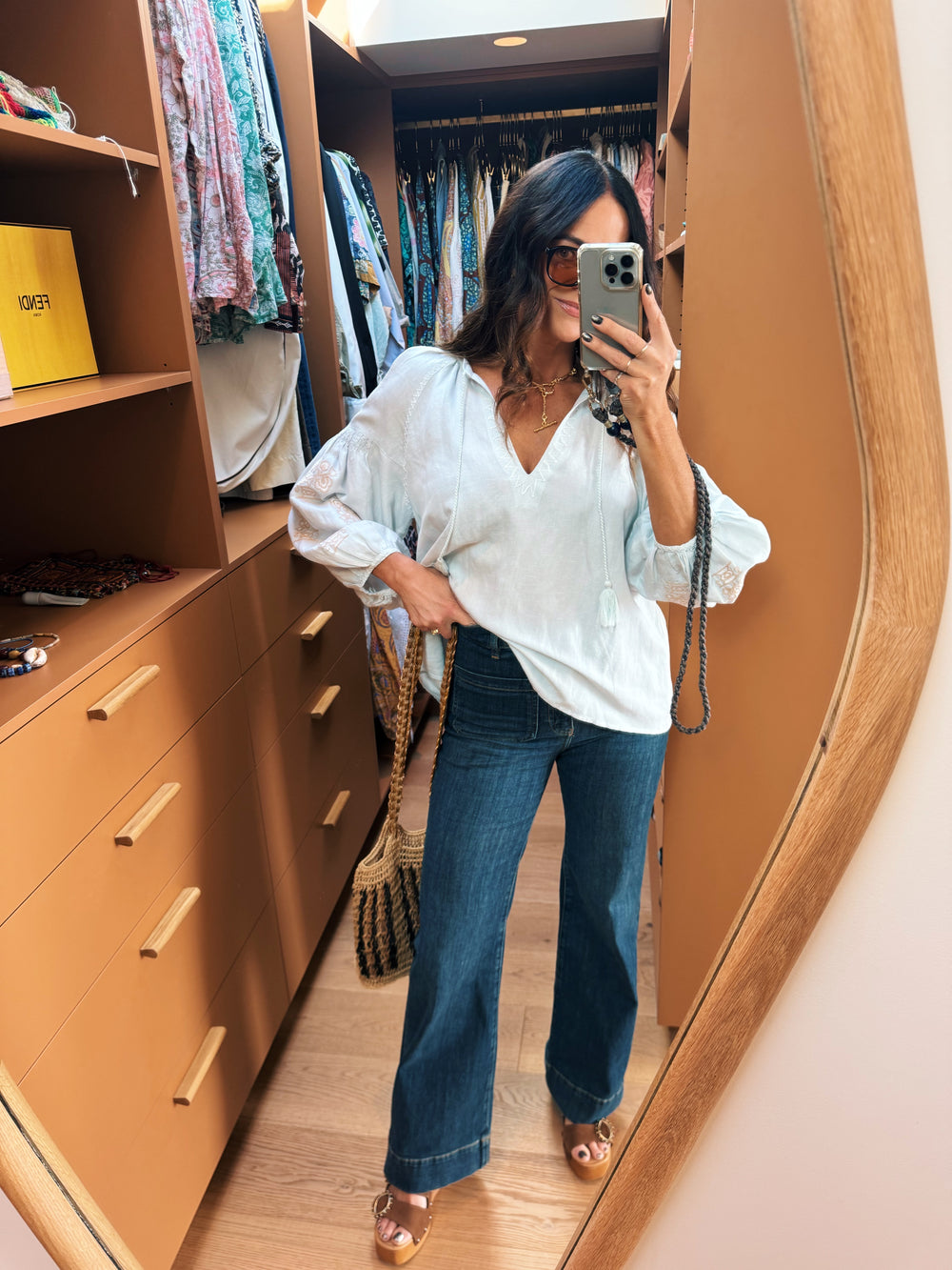 malissa embroidered blouse sky | Boteh