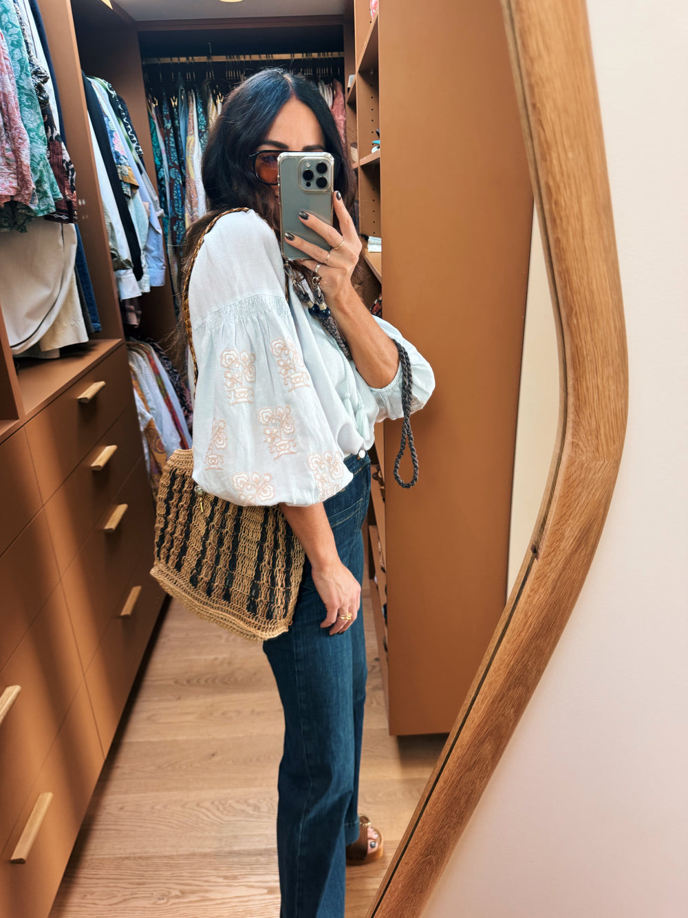 malissa embroidered blouse sky | Boteh