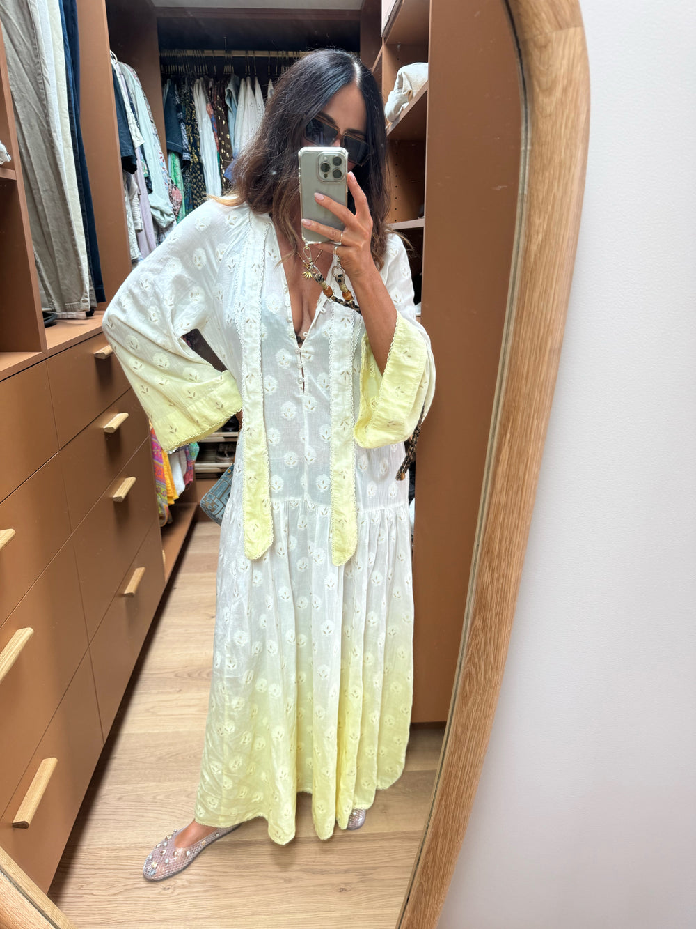 Vespara Wide Sleeve Maxi Smock Dress | Boteh